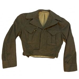 Vintage Olive-Green Cropped Jacket